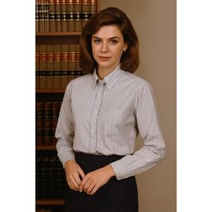 Vintage Miss Fashionality Striped‎ Button Down Shirt Womens 13 Blouse Preppy 80s